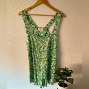 Green flowered romper